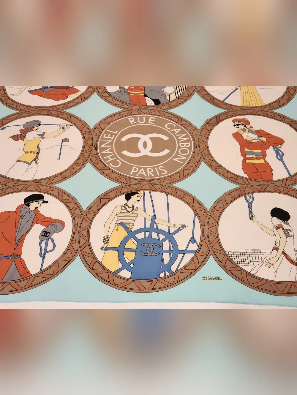Chanel Vintage 'Rue Cambon Sporting Ladies' Scarf - Picture 3 of 16